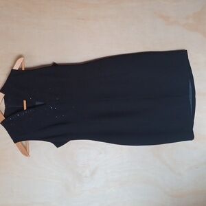 Jones New York Petite Vintage Sleeveless Dress, Embelished Neckline, Front Slit